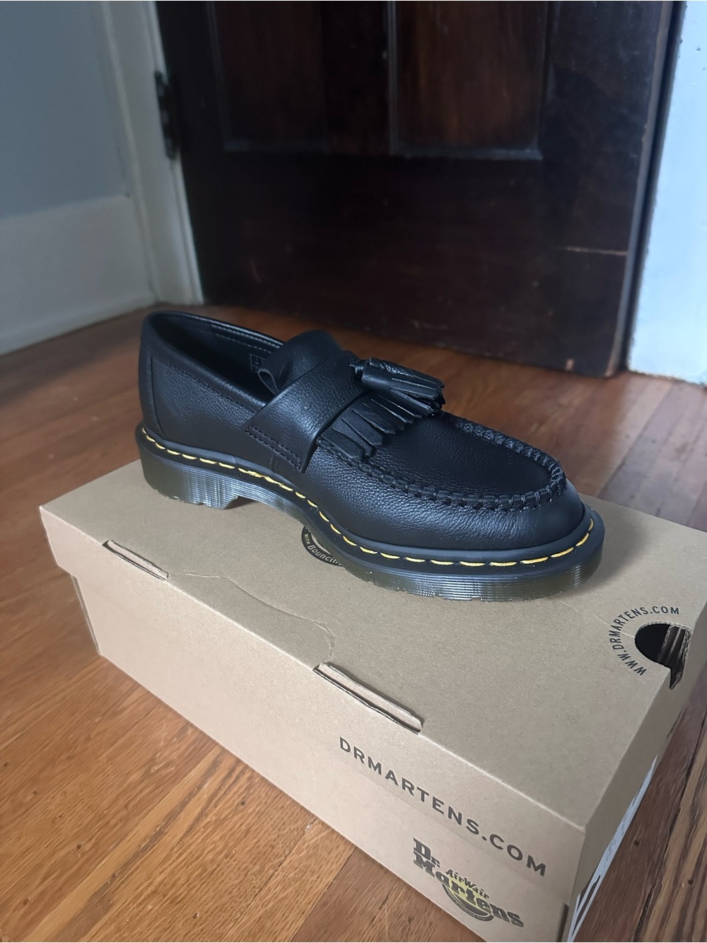 Dr. Martens Black Leather Kiltie Tassel Slip-On Loafer - Picture 1 of 4